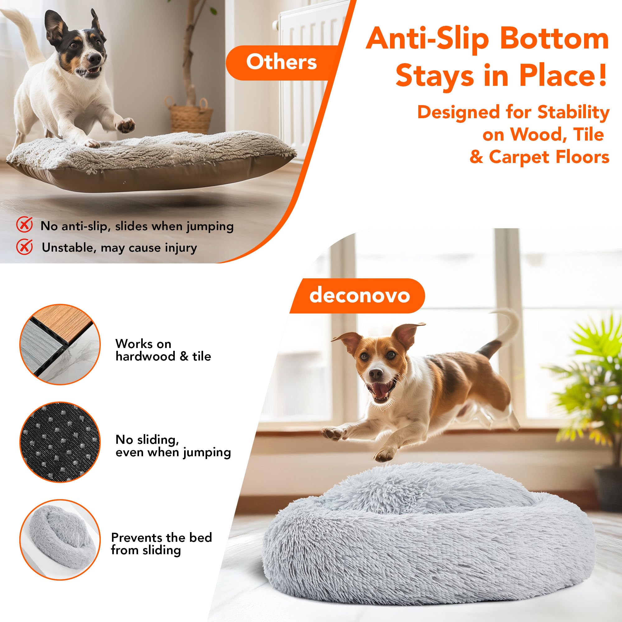 Deconovo Medium Dog Bed - Fluffy Dog Bed For Medium-Sized Dogs & Cats, Calming Anti-Anxiety Donut Pet Bed With Plush Comfort, Wa